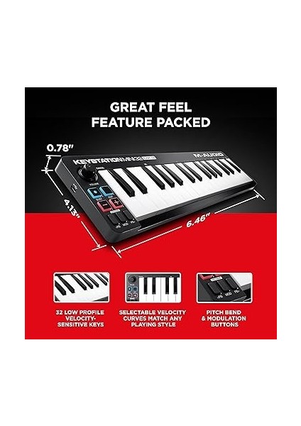Keystation Mini 32 Mk3 - Protools ile Mobil Müzik Üretimi Için Taşınabilir USB Mıdı Klavye Denetleyicisi - Ilk M-Audio Sürümü fiyatları