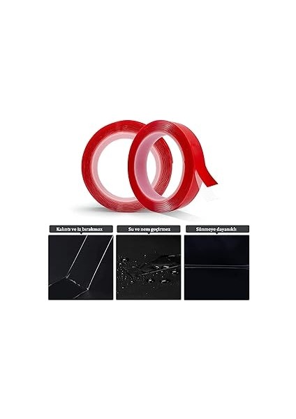 Çift Taraflı Bant Şeffaf Silikonlu Su Geçirmez Akrilik Montaj Bandı (5 mt x 10 Mm) fiyatları