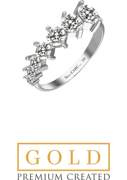 Beyaz Altın Sertifikalı Premium Created 1.33 ct Effect Taşlı Yüzük