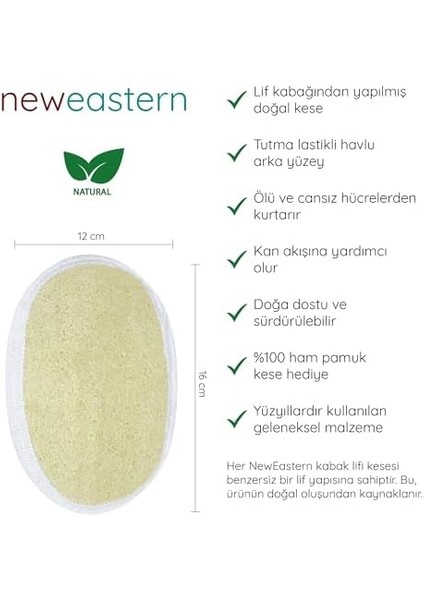 Neweastern Doğal Kabak Lifi, Vücut Kese ve Yüz Peeling Seti, 3 Parça