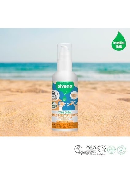 Siveno %100 Doğal ve Organik Tamanu Yağlı Güneş Losyonu Mineral Filtreli Tüm Aile Için 50 Spf 100 ml fiyatları