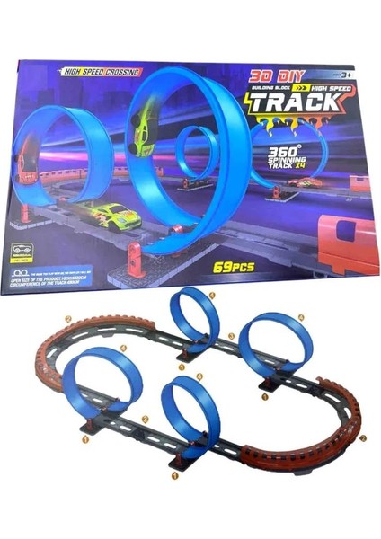 69 Parça Çek Bırak Araba Oyuncak Yarış Seti