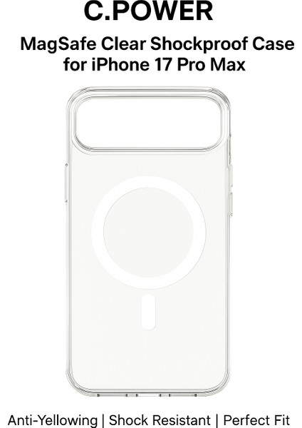 C.power Magsafe Şeffaf Sert Kılıf – iPhone 17 Pro Max Uyumlu, Darbeye Dayanıklı Pc Malzeme