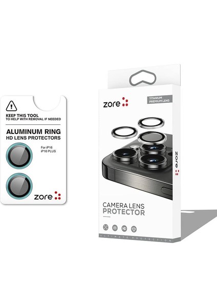 Zore Ile Uyumlu 16 16 Plus Cl-12 Premium Safir Parmak Izi Bırakmayan Anti-Reflective Kamera Lens Koruyucu Açık Yeşil