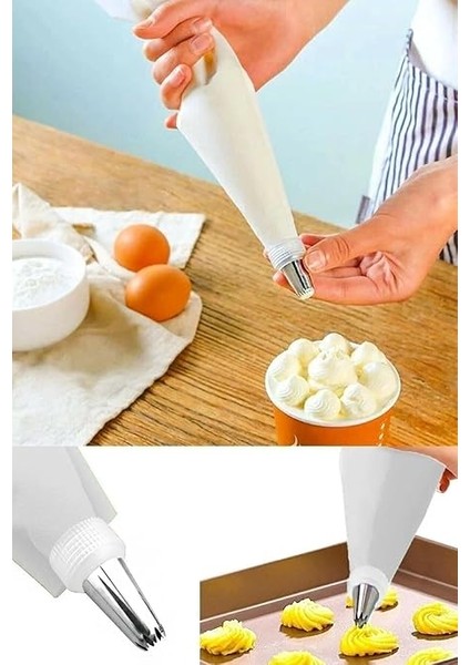 10 Parça Krema Sıkma Torbası Seti, 9 Paslanmaz Çelik Uçlu, Pasta ve Kek Süsleme Kit fırsatları