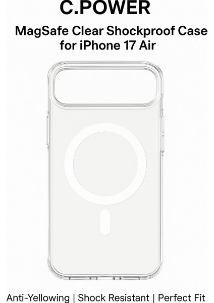 C.power Magsafe Şeffaf Sert Kılıf – iPhone 17 Air Uyumlu, Darbeye Dayanıklı Pc Malzeme