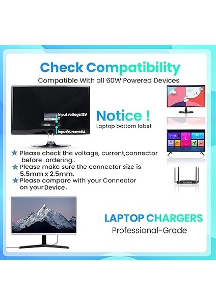 LED Şeritler, LED Işık Şeridi, Tv, DVD Tv'ler Tft Ekran Monitörü, Nas, Ext Için 12V 5A 60W Güç Kaynağı. Sabit Sürücüler, Pico-Psu Için Güç Kaynağı Adaptörüne Kadar 5.5 * 2.5/2.1 mm modelleri