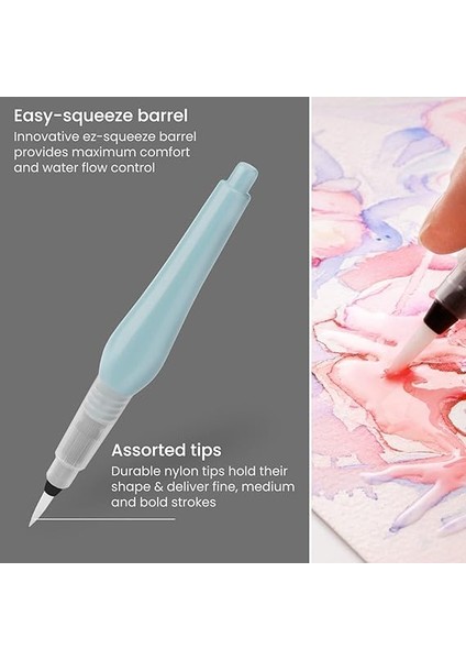 Suluboya Boyama Için Su Fırçası Kalemleri, 4'lü Su Kalemi Seti, Çeşitli Yumuşak Naylon Kıl Ucu Boyutları, Kendinden Nemlendirici, Doldurulabilir Su Fırçası Seti, Aquarelle Mürekkep Için modelleri