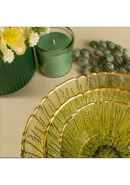 Rita 3'lü Cam Kase Seti Yeşil Altın Fileli indirimleri