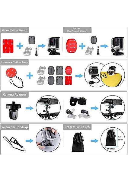 50 Parça Aksiyon Kamera Aksesuar Seti Çantalı – ile Uyumlu, Djı ile Uyumlu, ile Uyumlu Çantalı Spor Montaj Kiti Vlog Seyahat Çekim Aparatları fiyatları