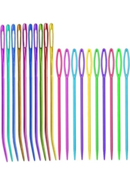 ve Kıvrımlı Plastik Yün Iğnesi 20 Adet 1 Paket Plastik Dikiş Dokuma Iğnesi Kavisli Iplik Iğne Goblen