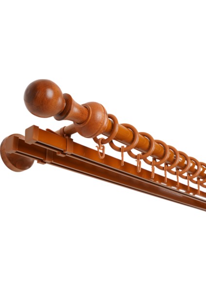 Meyra Demonte Başlıklı Ahşap Rustik Perde Askısı - Çift Raylı fiyatları