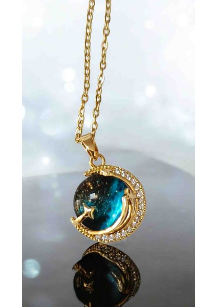 Gezegen Gold Çelik Kolye