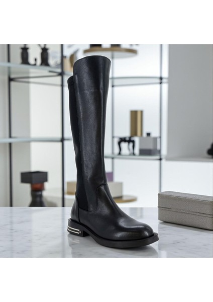 D25KC-2370 Siyah Hakiki Deri Tam Ortopedik Günlük Kadın Çizme fiyatları