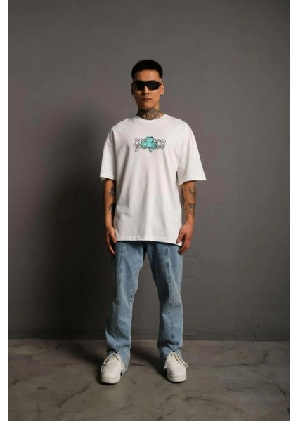 Erkek Sırt Baskılı T-Shirt - Beyaz fiyatları