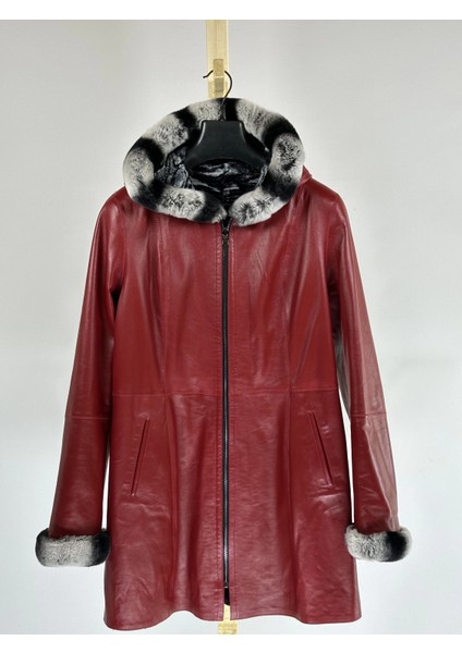 Kadın Çift Taraflı Giyilebilir Hakiki Deri Mont MN35