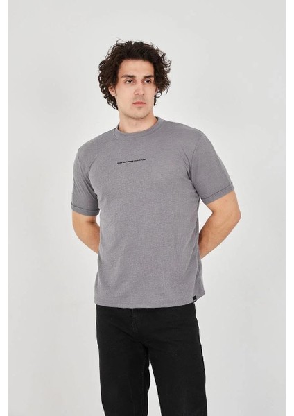 Unisex Jakar Kumaş Slim Fit T-Shirt - Boyalı Gri fiyatları