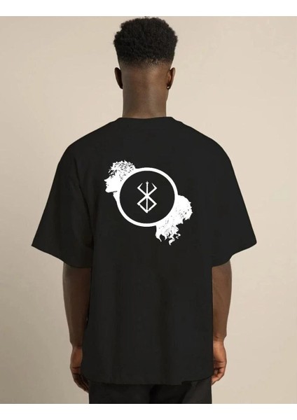 Unisex Bisiklet Yaka Baskılı Oversize T-Shirt - Siyah fiyatları