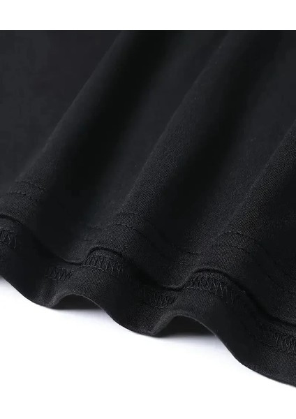 20/1 Penye Compack Baskılı Oversize Bisiklet Yaka Kısa Kol T-Shirt - Siyah modelleri