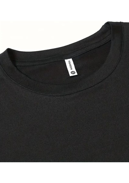 20/1 Penye Compack Baskılı Oversize Bisiklet Yaka Kısa Kol T-Shirt - Siyah indirimleri