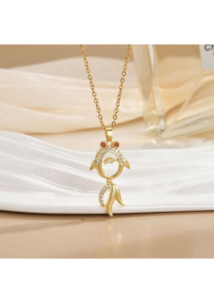 Yeni Çelik Köprücük Kemiği Zinciri Dönen Kolye Kolye Kadın Basit Yüz Aksesuarlı Hafif Lüks (Yurt Dışından)