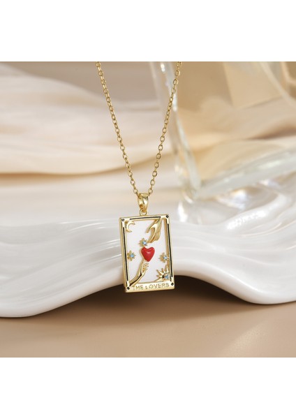 Yeni Bakır Kaplama Mikro-Set Zirkon Metin Tasarımı Moda Basit ve Çok Yönlü Kolye Ucu Kolye (Yurt Dışından)