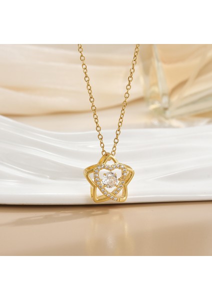 Yeni Çelik Köprücük Kemiği Zinciri Dönen Kolye Kolye Kadın Basit Yüz Aksesuarlı Hafif Lüks (Yurt Dışından)