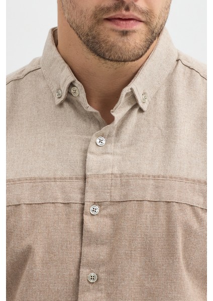 Premium Slim Fit Yün Karışımlı Kontrast Parçalı Uzun Kollu Gömlek fırsatları