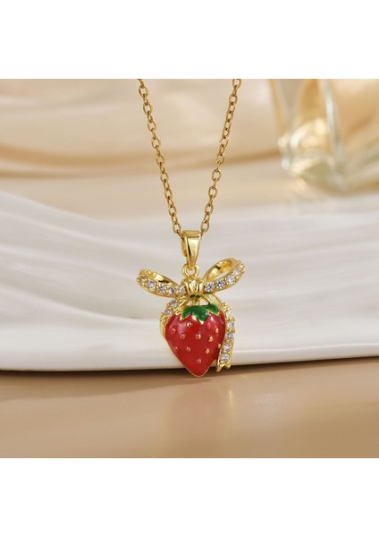 Yeni Basit Kakma Zirkonya Yay Kolye Kadın Basit Yüksek Sınıf Mücevher Duygusu Titanyum Çelik Renk Kaybetmez (Yurt Dışından)