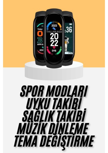 M6 Akıllı Bileklik Siyah Adımsayar Spor Takibi Android ve Ios Uyumlu - MCT6350-2611