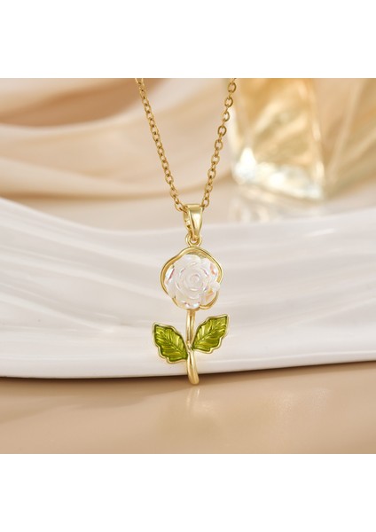 Yeni Basit Kakma Zirkonya Yay Kolye Kadın Basit Yüksek Sınıf Mücevher Duygusu Titanyum Çelik Renk Kaybetmez (Yurt Dışından)