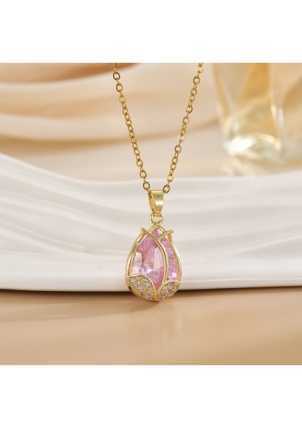 Yeni Basit Kakma Zirkonya Yay Kolye Kadın Basit Yüksek Sınıf Mücevher Duygusu Titanyum Çelik Renk Kaybetmez (Yurt Dışından)