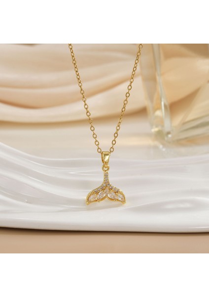 Yeni Avrupa ve Amerika Birleşik Devletleri Moda Lüks Niş Mücevher Deniz Dünyası Kolye Bakır Kaplama 18K Kolye Titanyum Çelik Köprücük Kemiği Zinciri (Yurt Dışından)