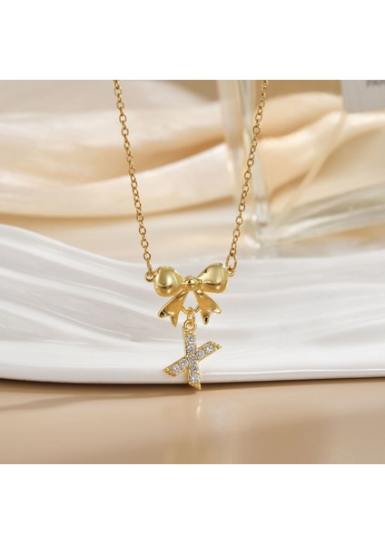 Yeni Bakır Kaplama Mikro-Set Zirkon Metin Tasarımı Moda Basit ve Çok Yönlü Kolye Ucu Kolye (Yurt Dışından)