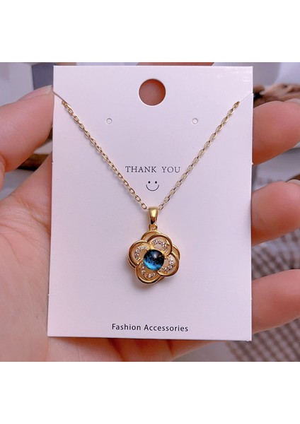 Yeni Çelik Köprücük Kemiği Zinciri Dönen Kolye Kolye Kadın Basit Yüz Aksesuarlı Hafif Lüks (Yurt Dışından)