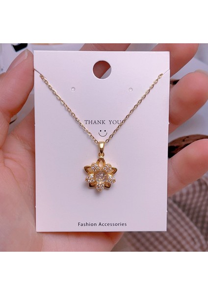 Yeni Çelik Köprücük Kemiği Zinciri Dönen Kolye Kolye Kadın Basit Yüz Aksesuarlı Hafif Lüks (Yurt Dışından)