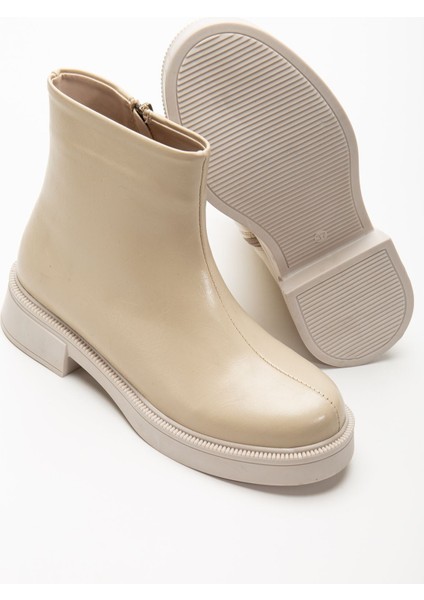 02-3033 Bej Kırışık Rugan Fermuarlı Günlük Kadın Bot indirimleri