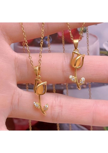 Yeni Bakır Kaplama Mikro-Set Zirkon Metin Tasarımı Moda Basit ve Çok Yönlü Kolye Ucu Kolye (Yurt Dışından)