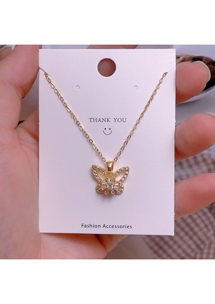 Yeni Çelik Köprücük Kemiği Zinciri Dönen Kolye Kolye Kadın Basit Yüz Aksesuarlı Hafif Lüks (Yurt Dışından)