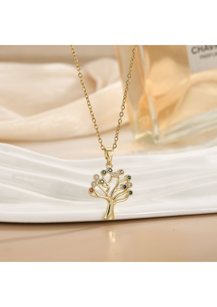 Yeni Basit Kakma Zirkonya Yay Kolye Kadın Basit Yüksek Sınıf Mücevher Duygusu Titanyum Çelik Renk Kaybetmez (Yurt Dışından)