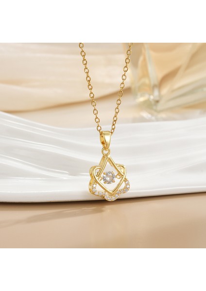 Yeni Çelik Köprücük Kemiği Zinciri Dönen Kolye Kolye Kadın Basit Yüz Aksesuarlı Hafif Lüks (Yurt Dışından)