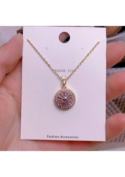 Yeni Çelik Köprücük Kemiği Zinciri Dönen Kolye Kolye Kadın Basit Yüz Aksesuarlı Hafif Lüks (Yurt Dışından)