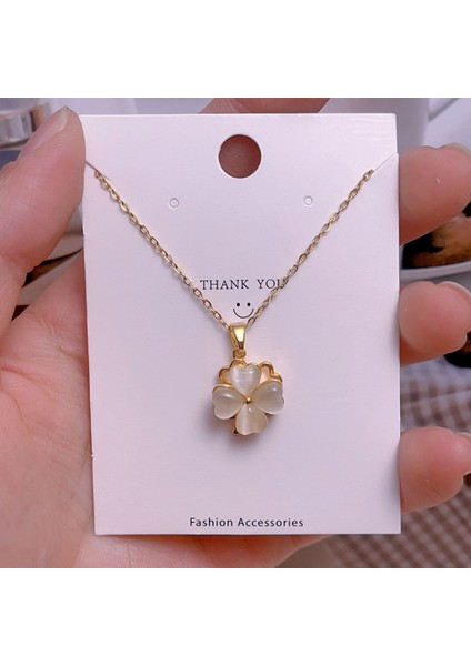 Yeni Çelik Köprücük Kemiği Zinciri Dönen Kolye Kolye Kadın Basit Yüz Aksesuarlı Hafif Lüks (Yurt Dışından)