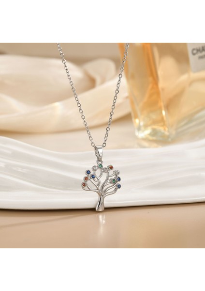 Yeni Basit Kakma Zirkonya Yay Kolye Kadın Basit Yüksek Sınıf Mücevher Duygusu Titanyum Çelik Renk Kaybetmez (Yurt Dışından)