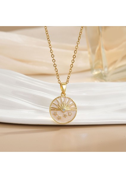 Yeni Basit Kakma Zirkonya Yay Kolye Kadın Basit Yüksek Sınıf Mücevher Duygusu Titanyum Çelik Renk Kaybetmez (Yurt Dışından)