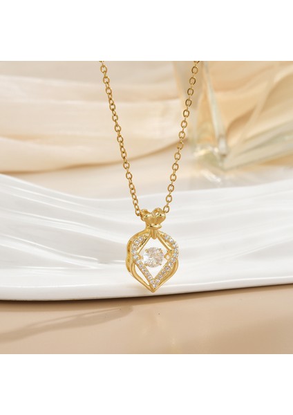 Yeni Çelik Köprücük Kemiği Zinciri Dönen Kolye Kolye Kadın Basit Yüz Aksesuarlı Hafif Lüks (Yurt Dışından)