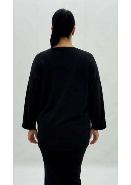 Büyük Beden Viskon Taşlı Inci Detaylı Uzun Kol Oversize Kadın Bluz fırsatları