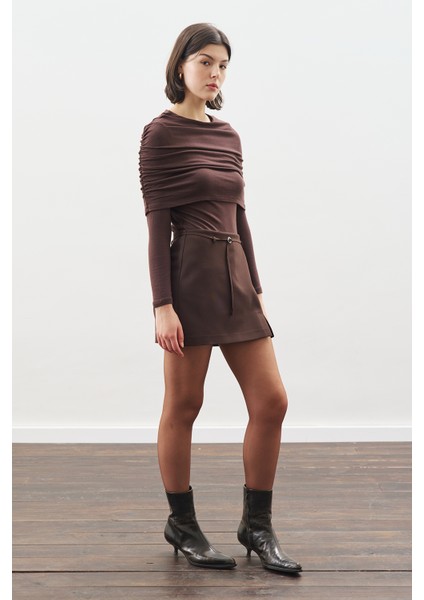 Büzgü Detaylı Bluz Acı Kahve fiyatları