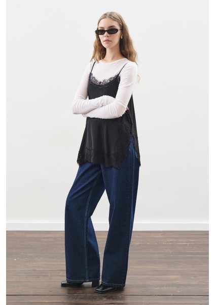 Dantel Şeritli Askılı Bluz Siyah fiyatları