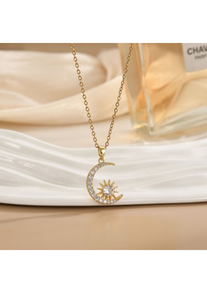 Yeni Basit Kakma Zirkonya Yay Kolye Kadın Basit Yüksek Sınıf Mücevher Duygusu Titanyum Çelik Renk Kaybetmez (Yurt Dışından)